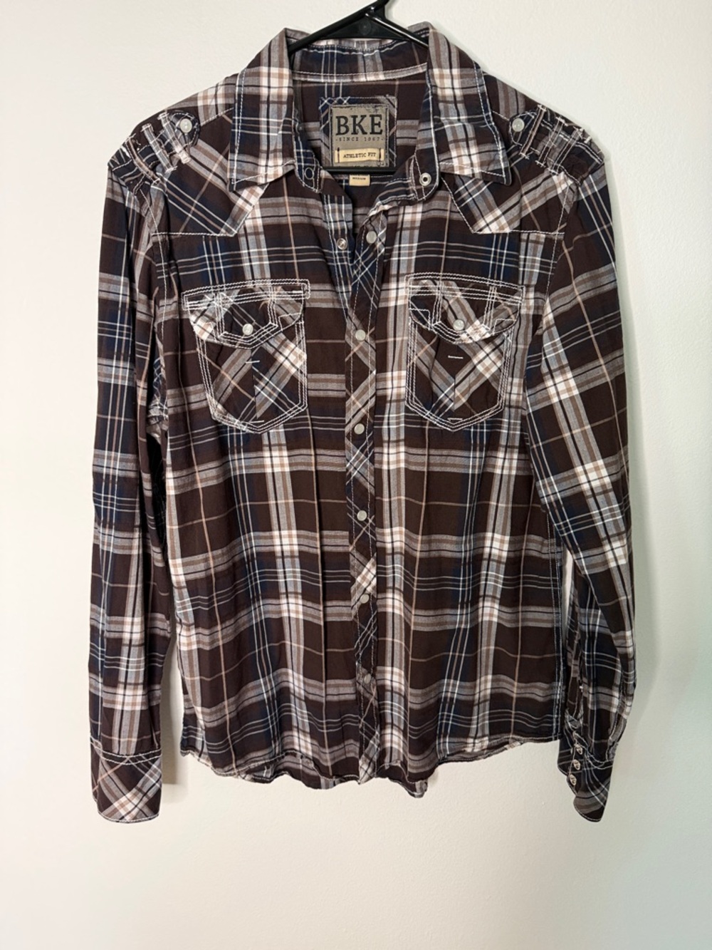BKE Athletic Fit Plaid Button Down Shirt Men’s Size M 100% Cotton NWOT